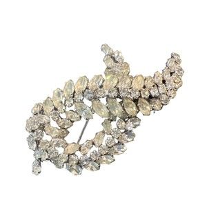 Vintage Sherman Brooch Clear Swarovski Rhinestones 50's signed